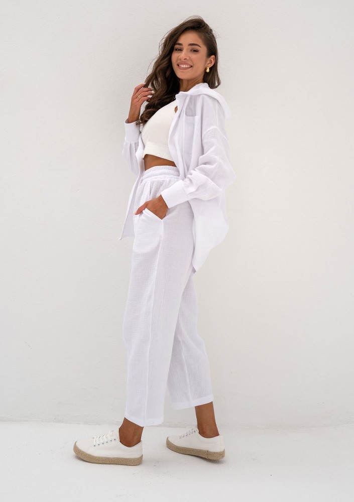 - White muslin oversize hoodie