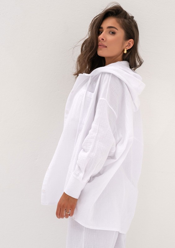 - White muslin oversize hoodie
