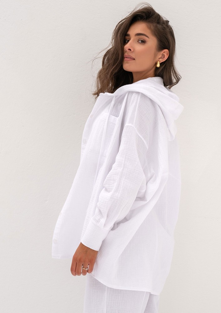 - White muslin oversize hoodie