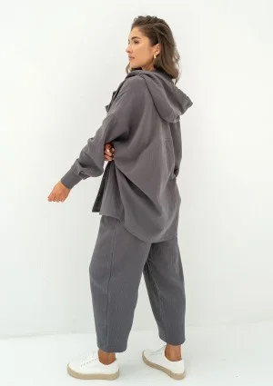 - Graphite muslin oversize hoodie