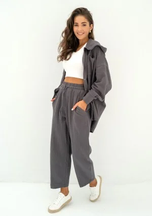 - Graphite muslin oversize hoodie