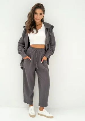 - Graphite muslin oversize hoodie