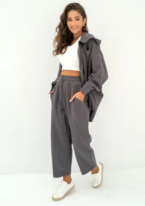 - Graphite muslin oversize hoodie