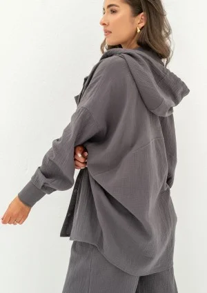 - Graphite muslin oversize hoodie