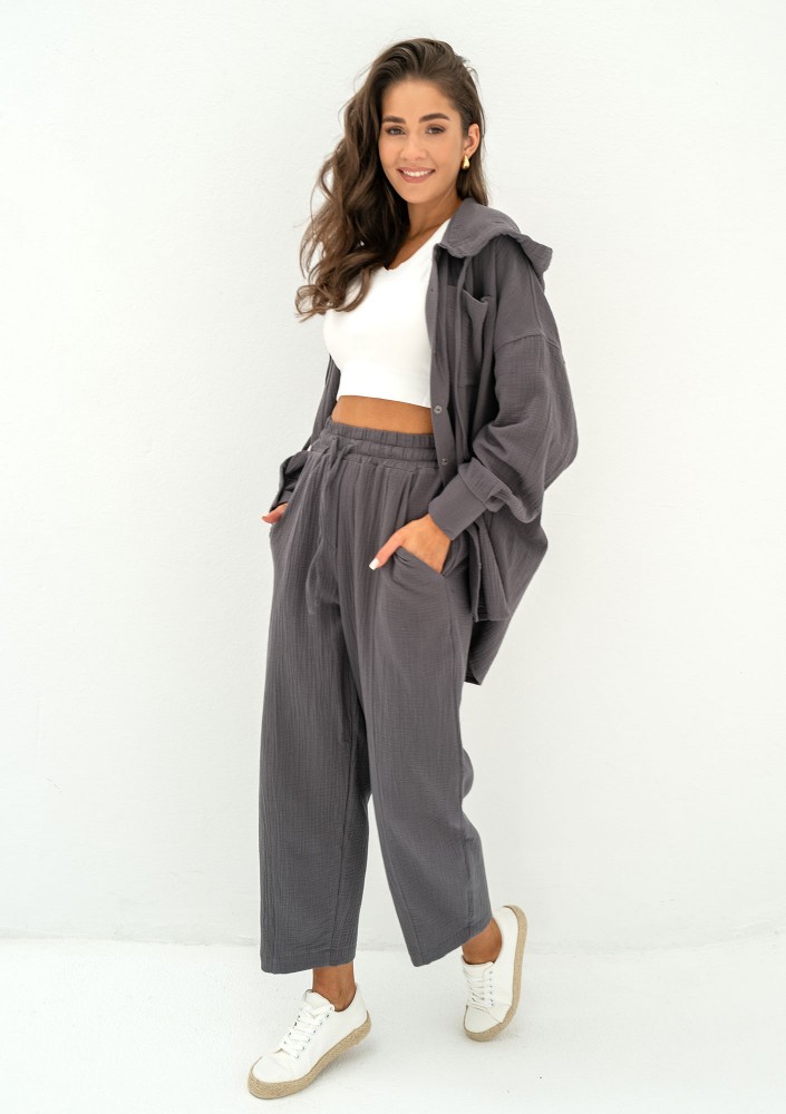 - Graphite muslin jogger pants