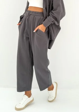 - Graphite muslin jogger pants