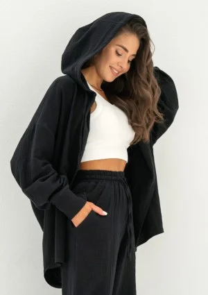 - Black muslin oversize hoodie