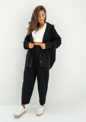 - Black muslin oversize hoodie