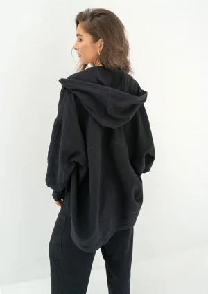 - Black muslin oversize hoodie