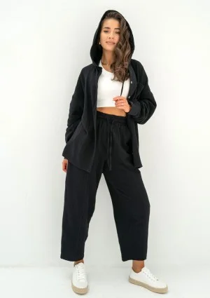 - Black muslin oversize hoodie