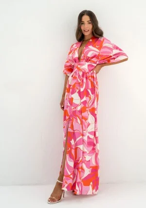 Alayah - Pink printed maxi dress