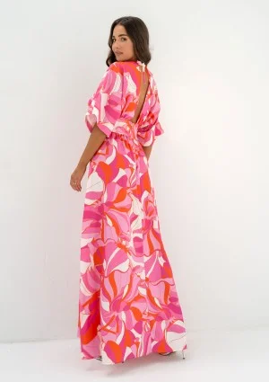 Alayah - Letnia sukienka maxi z rozcięciem Pink