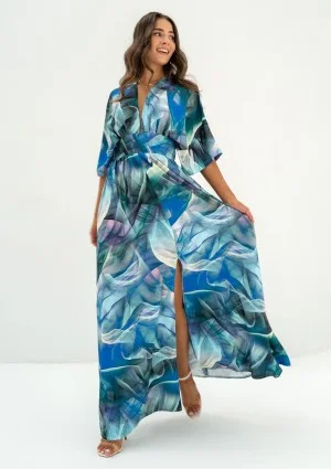 Alayah - Blue printed maxi dress