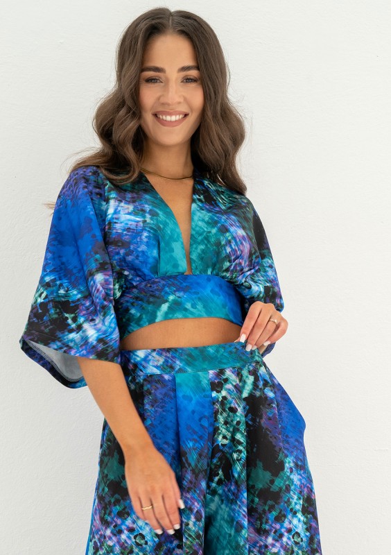 Pallazo - Summer blue printed top