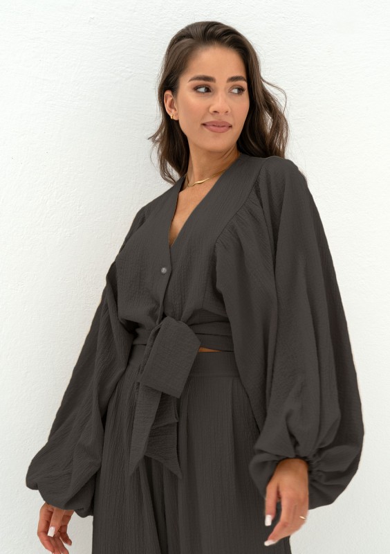 Rosse - Koszula z wiązaniem Czarna