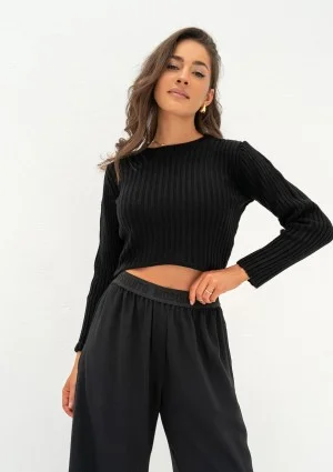 Kirry - Short black knitted blouse