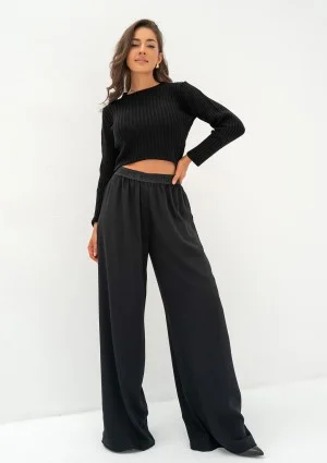 Kirry - Short black knitted blouse