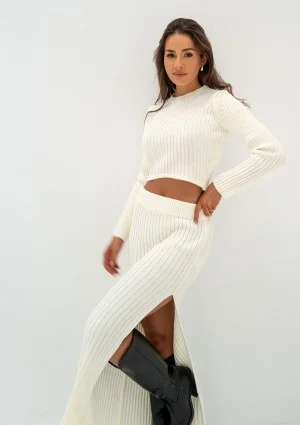 Kirry - Short ecru knitted blouse