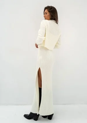 Celine - Short ecru knitted cardigan