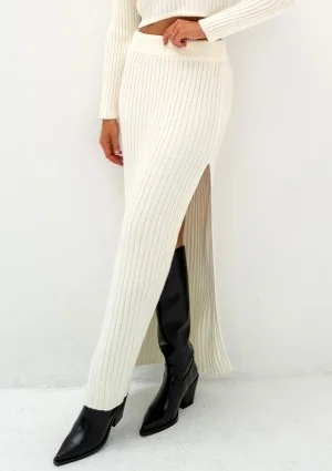 Celine - Ecru knitted maxi skirt