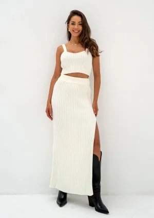 Celine - Ecru knitted maxi skirt