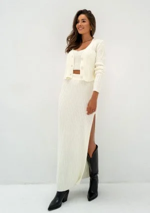 Celine - Ecru knitted maxi skirt