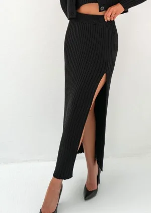 Celine - Black knitted maxi skirt