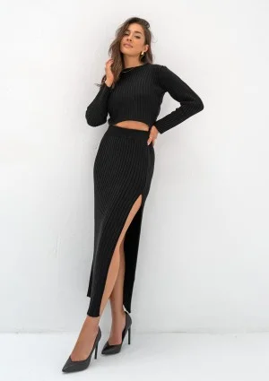 Celine - Black knitted maxi skirt