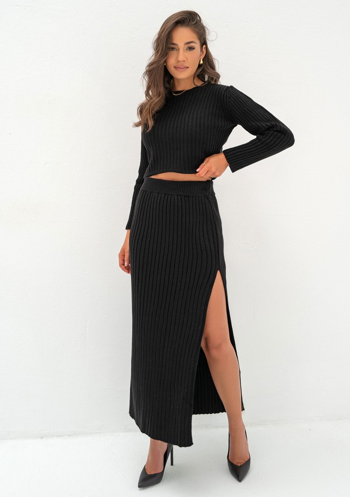 Celine - Black knitted maxi skirt