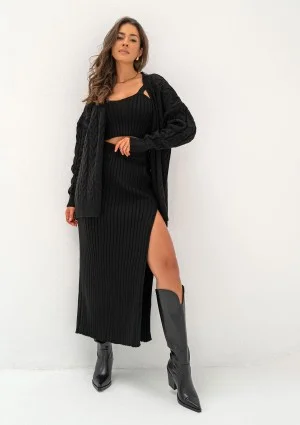 Daven - Black braided oversize cardigan