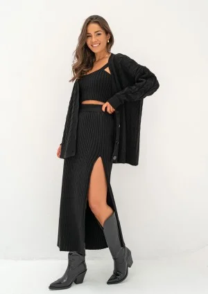 Daven - Black braided oversize cardigan