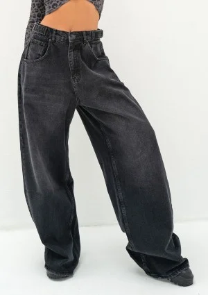 Stone - Black double oversized jeans