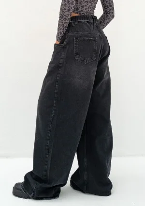 Stone - Black double oversized jeans