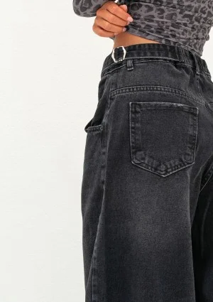 Stone - Black double oversized jeans