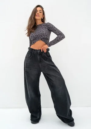 Stone - Black double oversized jeans