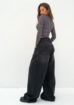 Stone - Black double oversized jeans