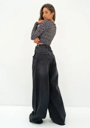 Stone - Black double oversized jeans