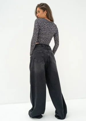 Stone - Black double oversized jeans