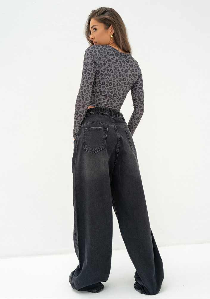 Stone - Black double oversized jeans