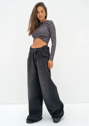 Stone - Black double oversized jeans