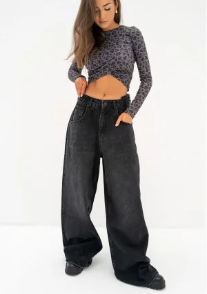 Stone - Black double oversized jeans