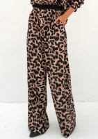 Mori - Loose beige leopard dots printed trousers