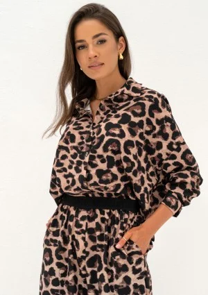 Mori - Beige leopard dots printed shirt