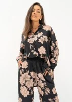 Mori - Loose beige roses printed shirt