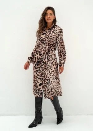 Lara - Leopard printed midi shirt dress