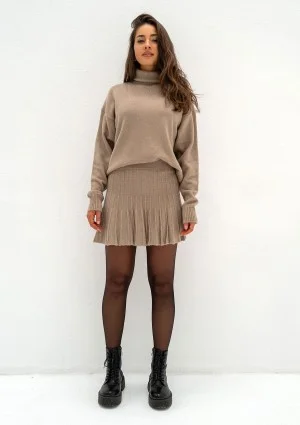 Jesse - Beige knitted mini skirt