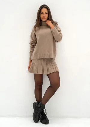 Jesse - Beige knitted mini skirt