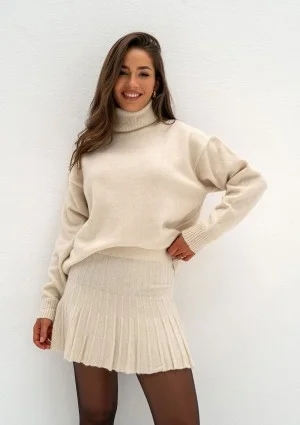 Jesse - Light beige knitted mini skirt