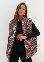 Cider - Quilted sleeveless jacket with an animal print