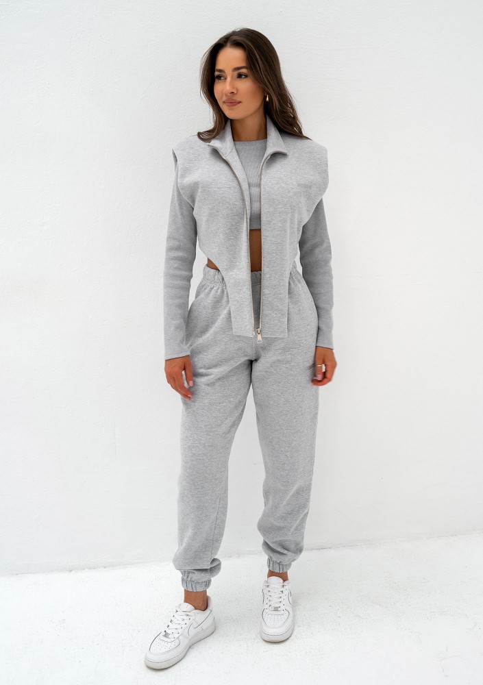 Kolee - Grey melange vest with shoulder pads